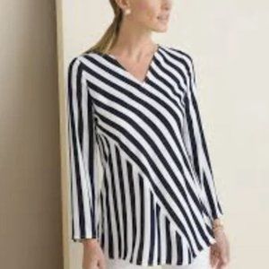 Chico's white black stripe tunic blouse Size 16/18
